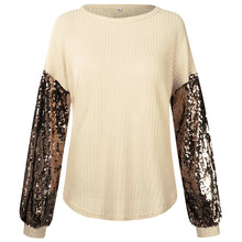 Load image into Gallery viewer, Fashion Sequins Contrast Stitching Knit Top

