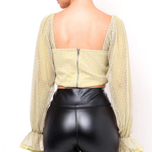 Load image into Gallery viewer, Chiffon Polka Dot Cropped Top
