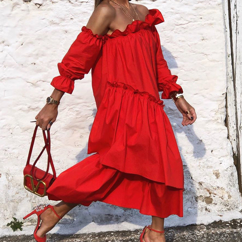 Irregular One-Shoulder Maxi Dress