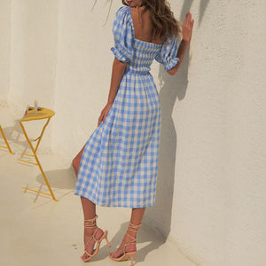 Lovely Plaid Printed Vacation Maxi Dress