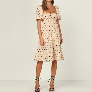 Polka Dot Square Neck Dress