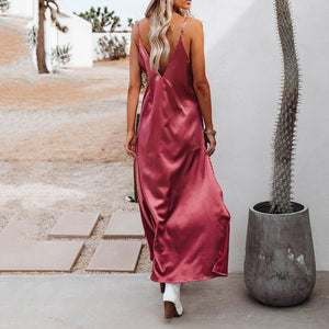 Solid color Sling Vacation Maxi Dress