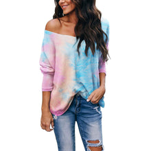 Load image into Gallery viewer, Tie-dyed V-neck Loose Long-sleeved T-shirt
