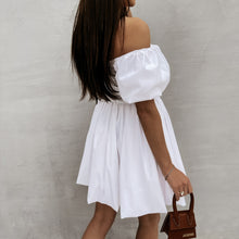 Load image into Gallery viewer, Off The Shoulder Puff Sleeve Mini Dress
