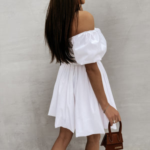 Off The Shoulder Puff Sleeve Mini Dress