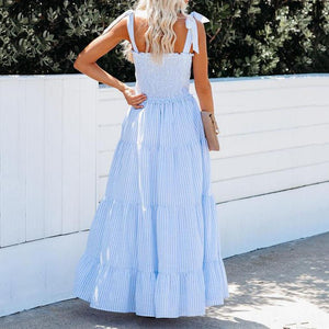 Elegant Stripe Printed Maxi Dress
