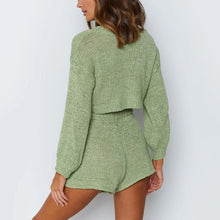 Load image into Gallery viewer, Solid Color Sweater Long Sleeve Shorts Loungewear
