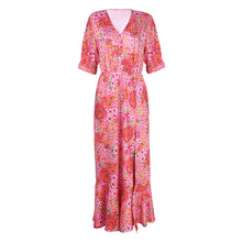 Load image into Gallery viewer, Floarl Printed Short Sleeve V-Neck Dress
