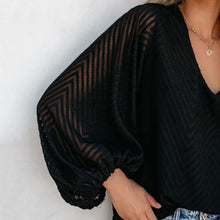 Load image into Gallery viewer, V-neck Pullover Texture Long-sleeved Chiffon Shirt
