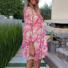 Load image into Gallery viewer, Boho Style Printed Vacation Mini Dress
