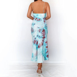 Tie-Dye Print Sling Maxi Dress