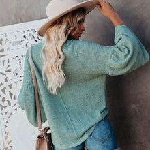 Load image into Gallery viewer, V-neck Lantern Sleeve Knit Top
