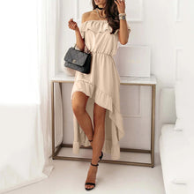 Load image into Gallery viewer, Elegant Off Shoulder Ruffle Maxi Dress
