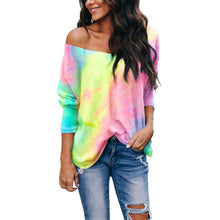 Load image into Gallery viewer, Tie-dyed V-neck Loose Long-sleeved T-shirt
