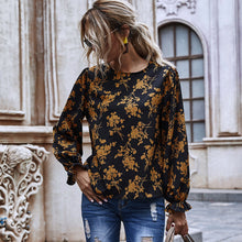 Load image into Gallery viewer, Crew Neck Printed Chiffon Top
