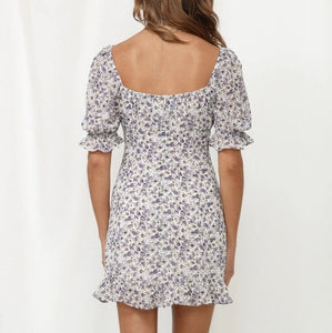 Sexy Square Neck Floarl Print Dress