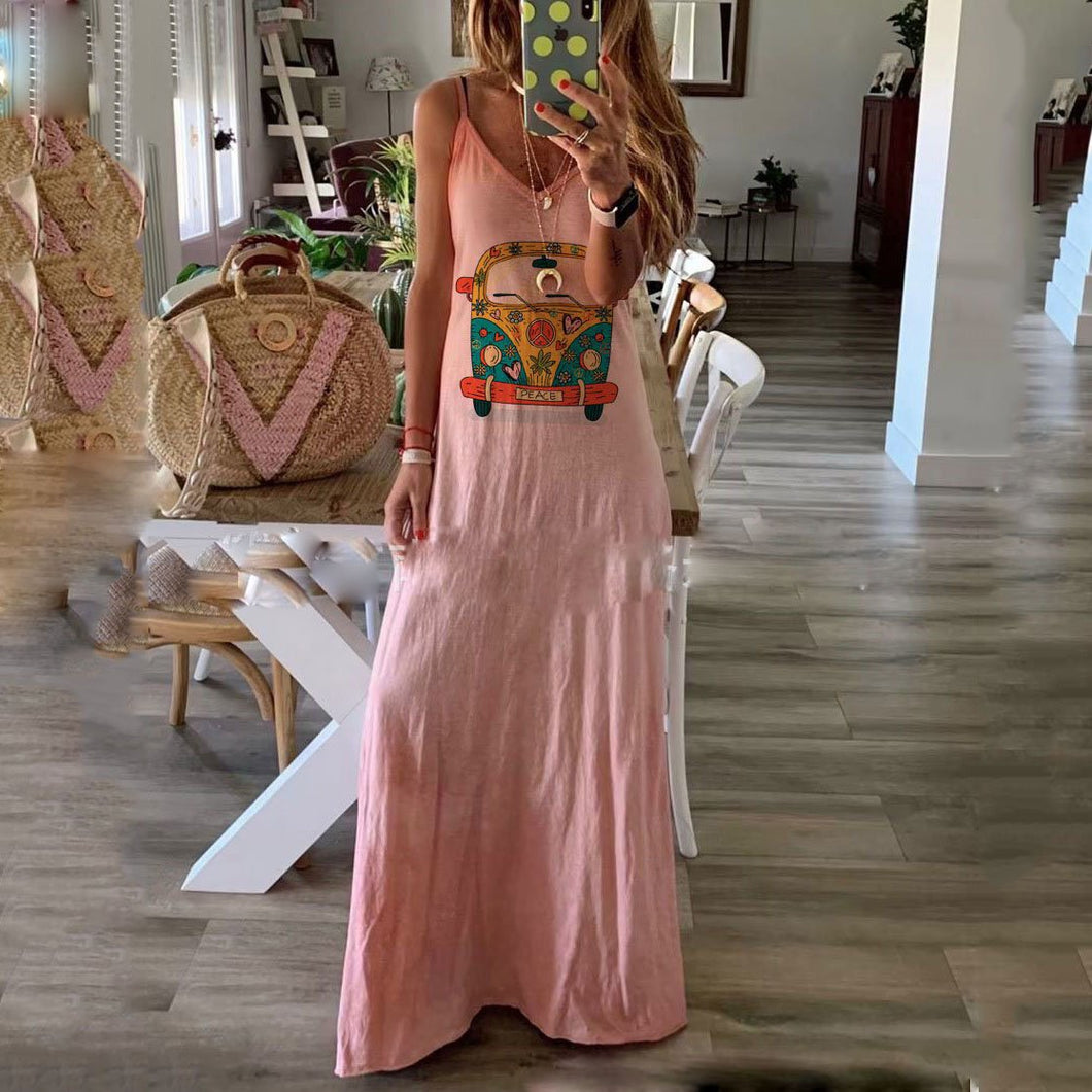 Cute Cartoon Printed Maxi Dress