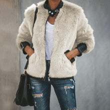 Load image into Gallery viewer, Faux Fur Leather Trim Pocketed Jacket
