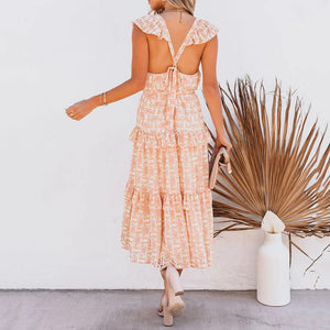 Elegant V-Neck High Waist Maxi Dress