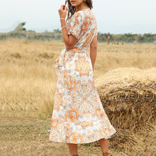 Load image into Gallery viewer, Elegant V-Neck Lace Up Irregular Maxi Dress
