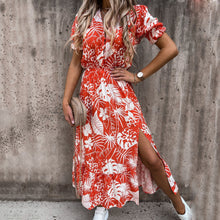 Load image into Gallery viewer, Fashion V-Neck Floral Printed Vacation Dress
