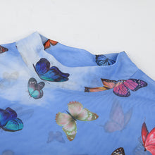 Load image into Gallery viewer, Mesh Butterfly Print Long Sleeve Top
