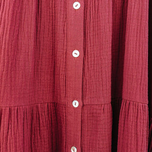 Elegant Butoon Cottton Casual Maxi Dress