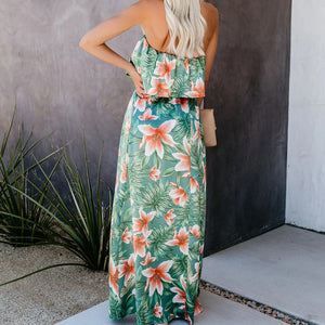 Fashion Floarl Printed Off Shoulder Summer Maxi Dress