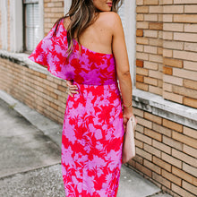 Load image into Gallery viewer, Fashion One Shoulder Floarl Printed Bodycon Dress
