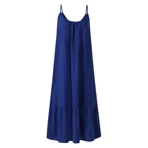 Solid Color Ruffled Sling Dress