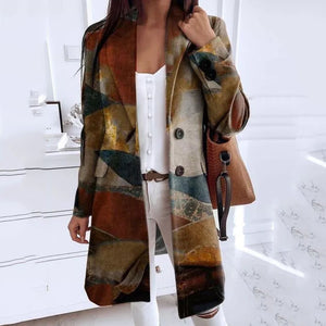 Art Print Woolen Coat