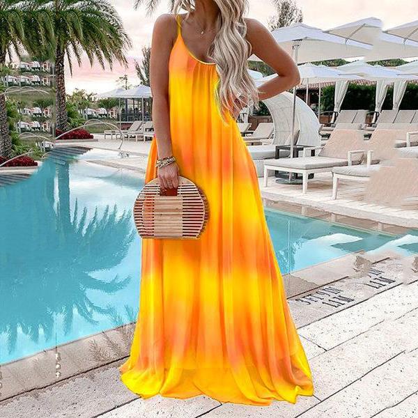 Bohemia Style Chiffion Vacation Maxi Dress