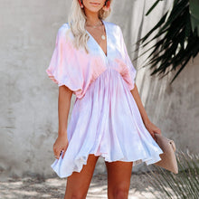 Load image into Gallery viewer, Elegant V-Neck Tie Dye Mini Dress
