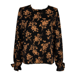 Crew Neck Printed Chiffon Top