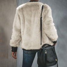 Load image into Gallery viewer, Faux Fur Leather Trim Pocketed Jacket
