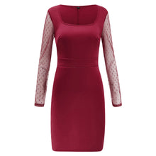Load image into Gallery viewer, Mesh Stitching Long Sleeve Bodycon Dress
