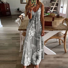 Load image into Gallery viewer, V-Neck Suspender Floarl Printed Dress
