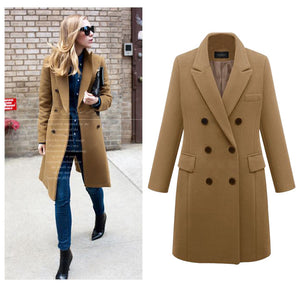 Double-Breasted Woolen Coat