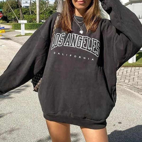 Fashion Casual Printed Loose Plus Sweatshirt