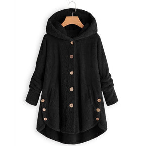 Buttoned Plush Top Coat