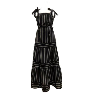 Striped Print Sling Maxi Dress