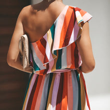 Load image into Gallery viewer, Fashion One Shoulder Striped Printed Dress
