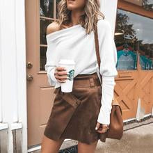 Elegant Off-Shoulder Long Sleeve Sweater Shirt