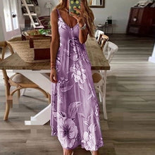 Load image into Gallery viewer, V-Neck Suspender Floarl Printed Dress
