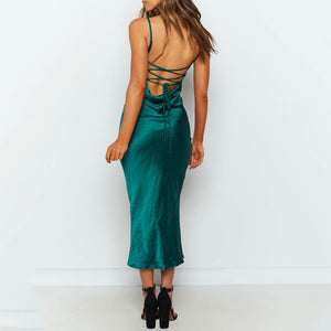 Sexy Solid Color Backless Party Dress