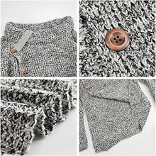 Load image into Gallery viewer, heekpek Womens Pullover Sweater Casual Knit Cowl Neck Button Sweatshirt Asymmetric Hem Long Sleeve Turtleneck Sweater Tops

