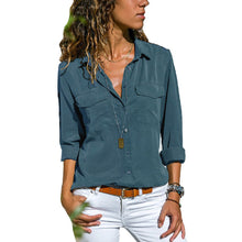 Load image into Gallery viewer, Women's Multicolor Lapel Long Sleeve Shirt
