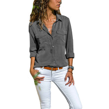 Load image into Gallery viewer, Women's Multicolor Lapel Long Sleeve Shirt
