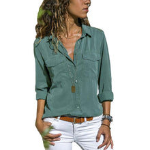 Load image into Gallery viewer, Women's Multicolor Lapel Long Sleeve Shirt
