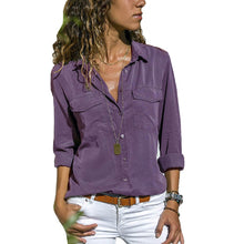 Load image into Gallery viewer, Women's Multicolor Lapel Long Sleeve Shirt
